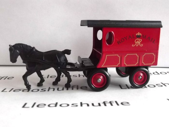 DG03013, Horse Drawn Delivery Van, Royal Mail, Red Solid Wheels, Black Horse, Variation