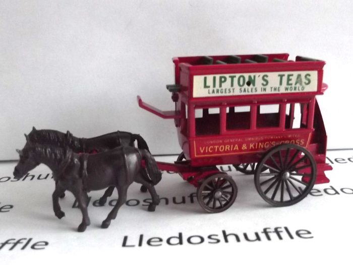 DG04000a, Horse Drawn Omnibus, Victoria & King's Cross, Lipton's Teas, Brown Horses with Casting Variations