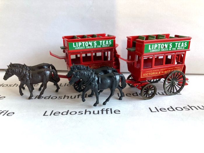 DG04000c, Horse Drawn Omnibus, Victoria & King's Cross, Lipton's Teas, Differing Horse Colours