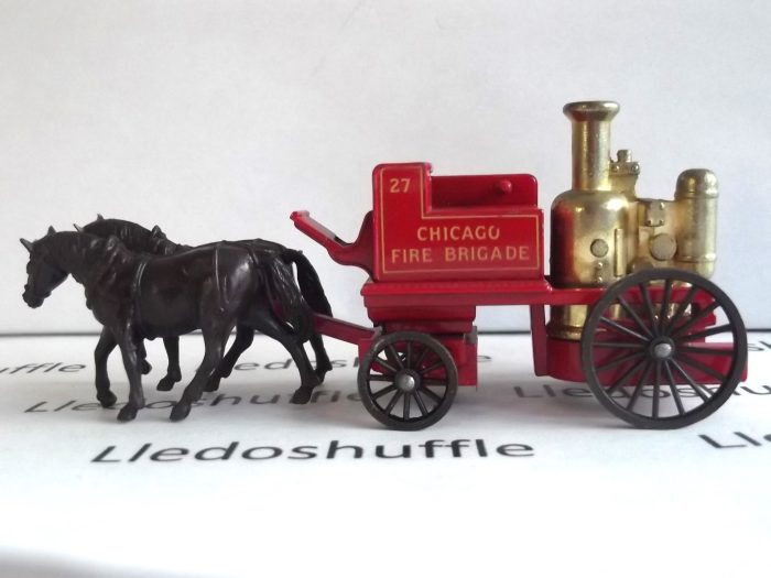 DG05001a, Shand Mason Horse Drawn Fire Engine, Chicago Fire Brigade, No. 27, Variation, Brown Long Tailed Horses