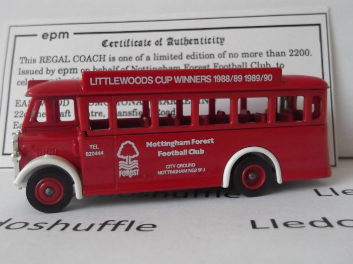 LP17119, AEC Regal Single Deck Bus, Nottingham Forest Football Club. Littlewoods Cup Winners 1989/90, 1989/90