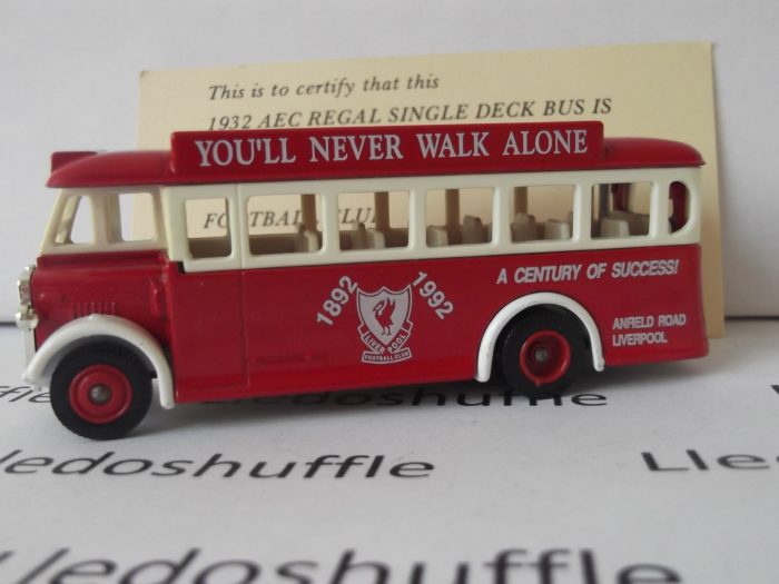 LP17127, AEC Regal Single Deck Bus, Liverpool Football Club, a Century of Success, You'll Never Walk Alone