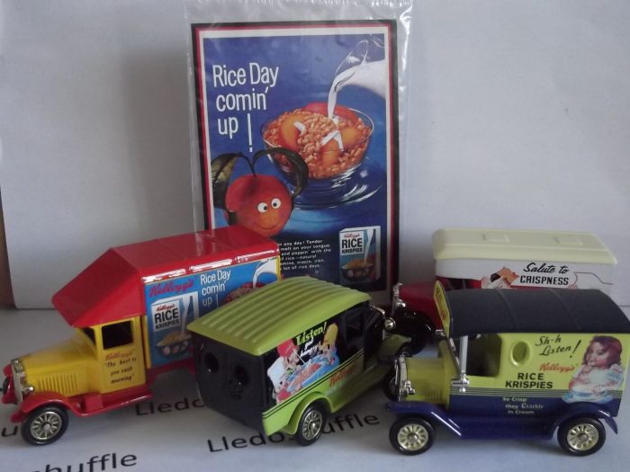 Kelloggs Rice Krispies, 4 piece set, Model T Ford Van, Dennis Parcels Van, Chevrolet Van & Morris Parcels Van, KG4004