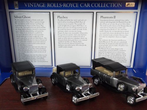 Vintage Rolls-Royce Car Collection, 3 piece plinth mounted set, RR1003