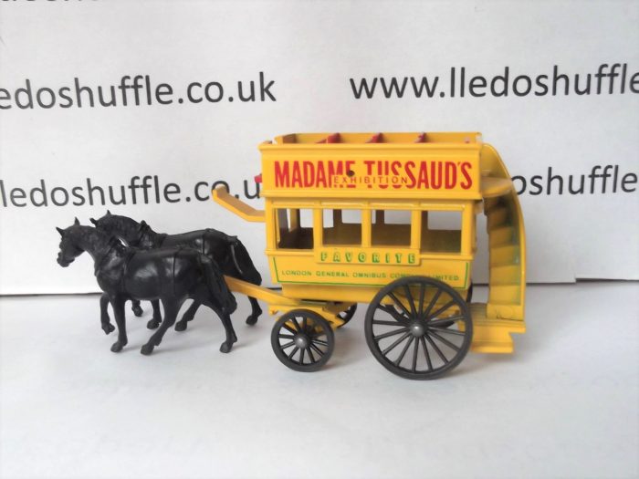 DG04006b, Horse Drawn Omnibus, Madame Tussaud's Exhibition, Black Horses, without Lower Deck Seats