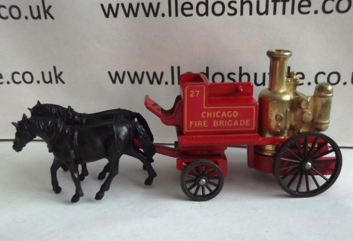 DG05001a, Shand Mason Horse Drawn Fire Engine, Chicago Fire Brigade, No. 27, Black Long Tailed Horses