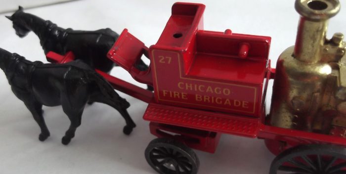 DG05001a, Shand Mason Horse Drawn Fire Engine, Chicago Fire Brigade, No. 27, Black Long Tailed Horses - Image 2