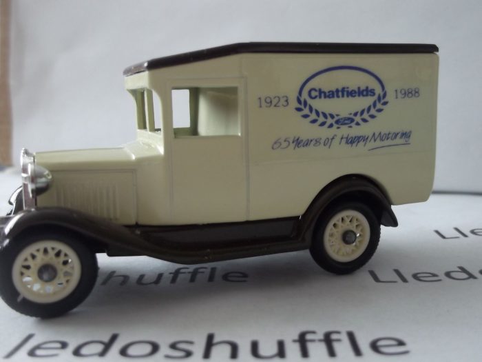 DG013, Code 3, Model A Ford Van, Chatfields of Stafford, 1923-1988, 65 years of Happy Motoring