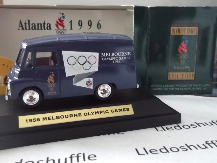 DG71004, Morris Van, Atlanta 1996 Olympic Games, 1956 Melbourne, Olympic Torch to door