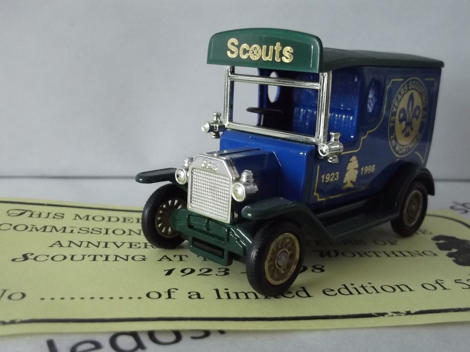 SP06217, Model T Ford Van, 75 years of Scouting at 2nd Worthing 1923-1998 - Image 2